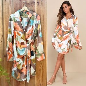 Lulu's Multicolor Long Sleeve Dress